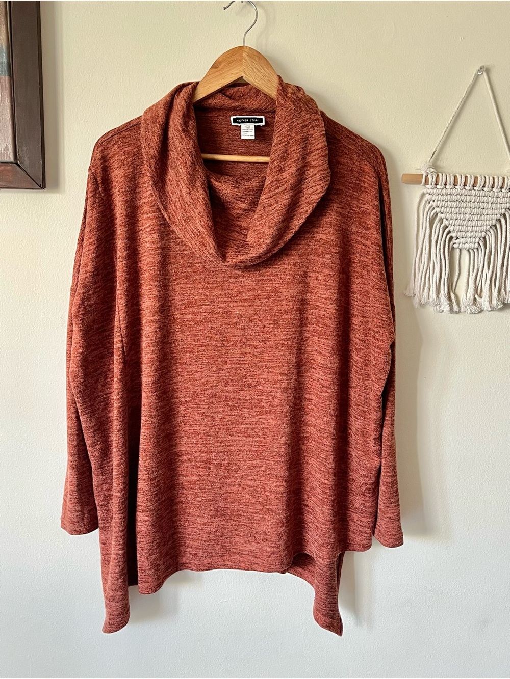 Another Story Marled Rust Cowl Neck Sweater-Medium oversized